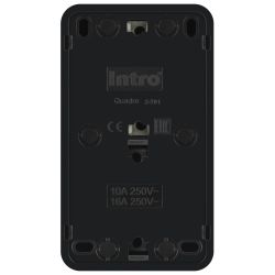 Блок розетка с выключателем Intro Quadro 2-701-05 горизонтальный 10-16-А-250В IP20 ОУ антрацит | Intro Quadro