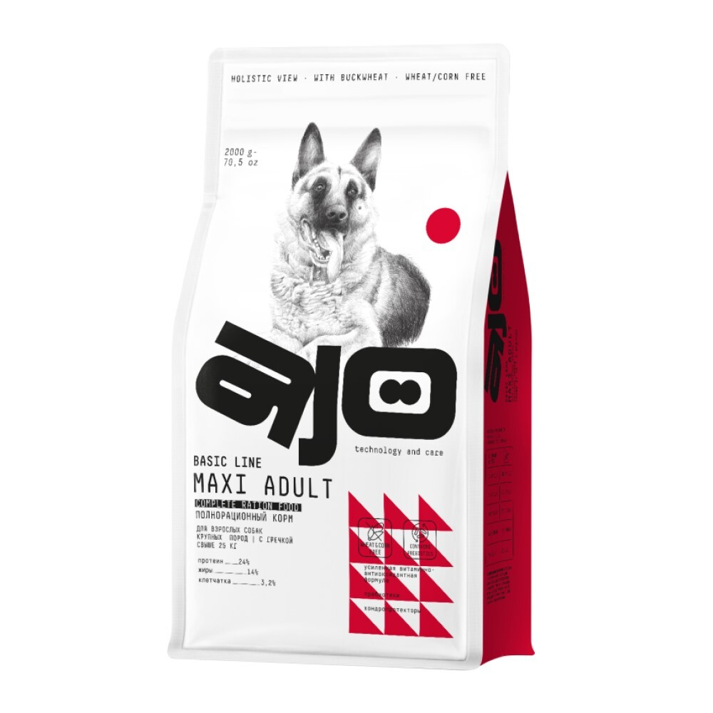 AJO Dog Maxi Adult корм для собак крупных пород на гречке с индейкой и олениной