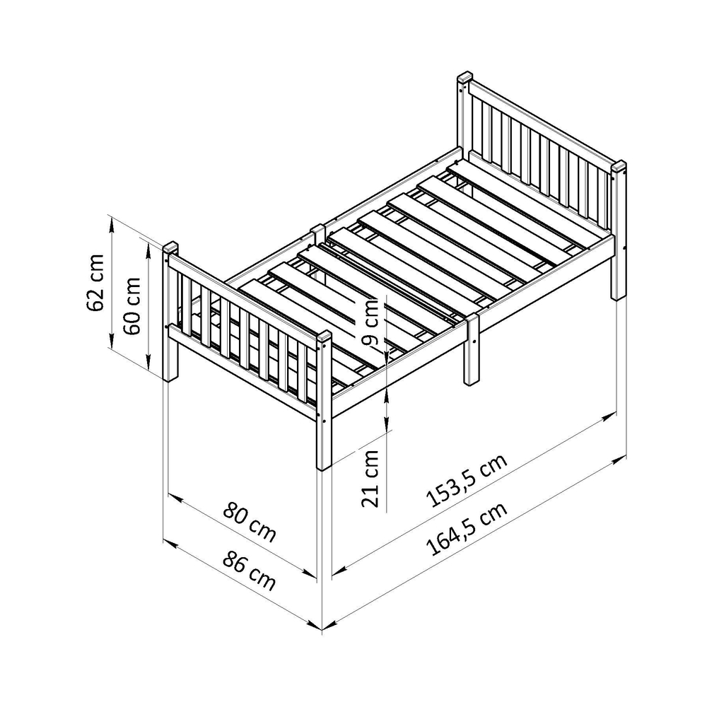 Кровать односпальная Фиона 160*80 см белая, массив сосны