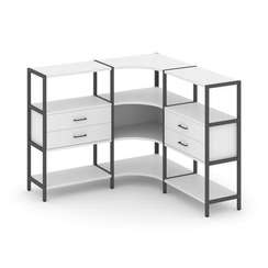 Shelf System Трехсекционный угловой стеллаж трехярусный с ящиками SN.STMU-331 Белый/Металл Антрацит