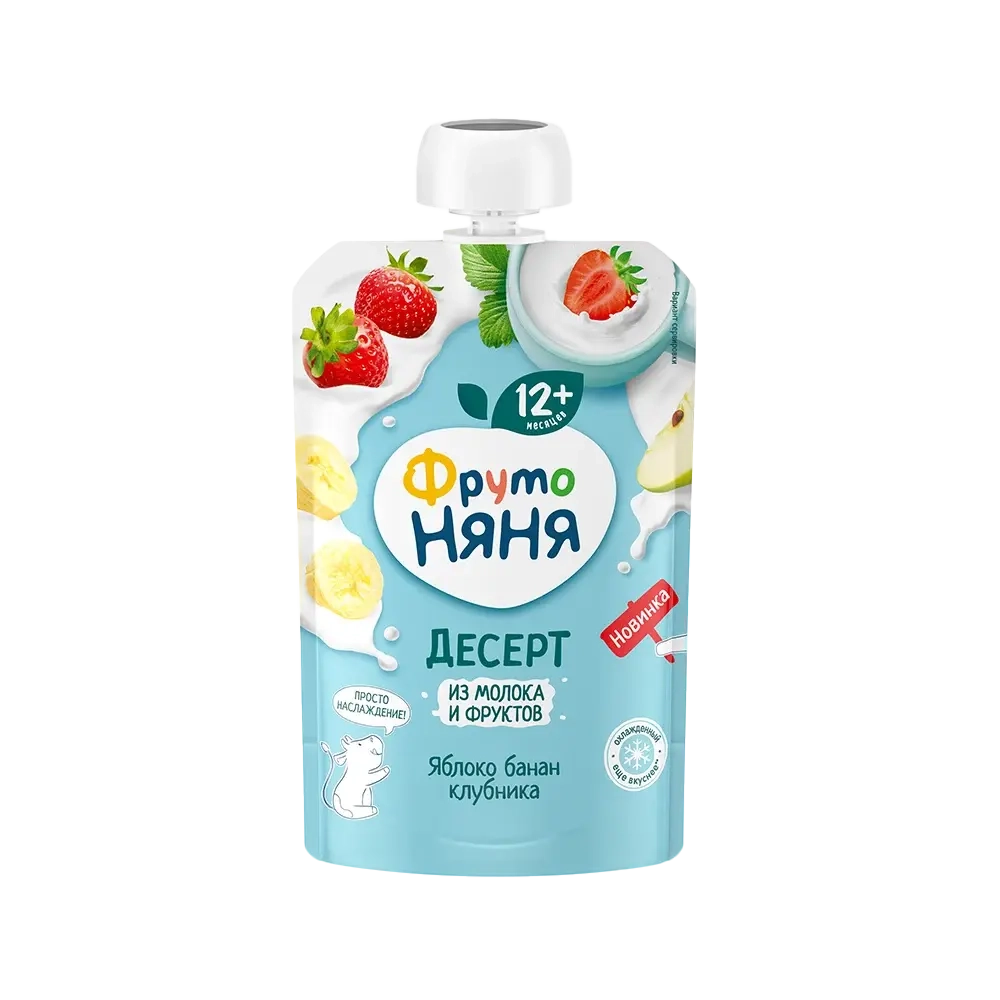 Десерт Фруто Няня с молоком Яблоко, банан, клубника 90гр