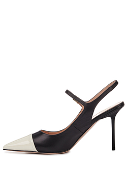 Женские туфли черные комбинированные с белым носком