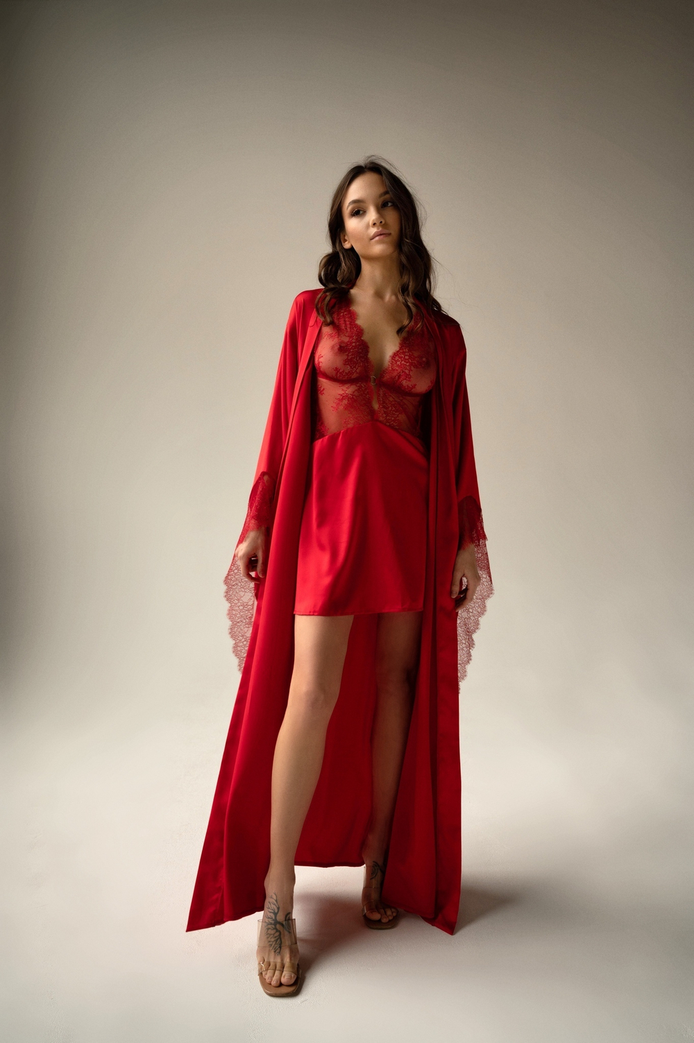 Халат-кимоно в пол Rouge Красный