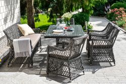 "Катания" обеденная группа плетеная на 6 персон, цвет графит