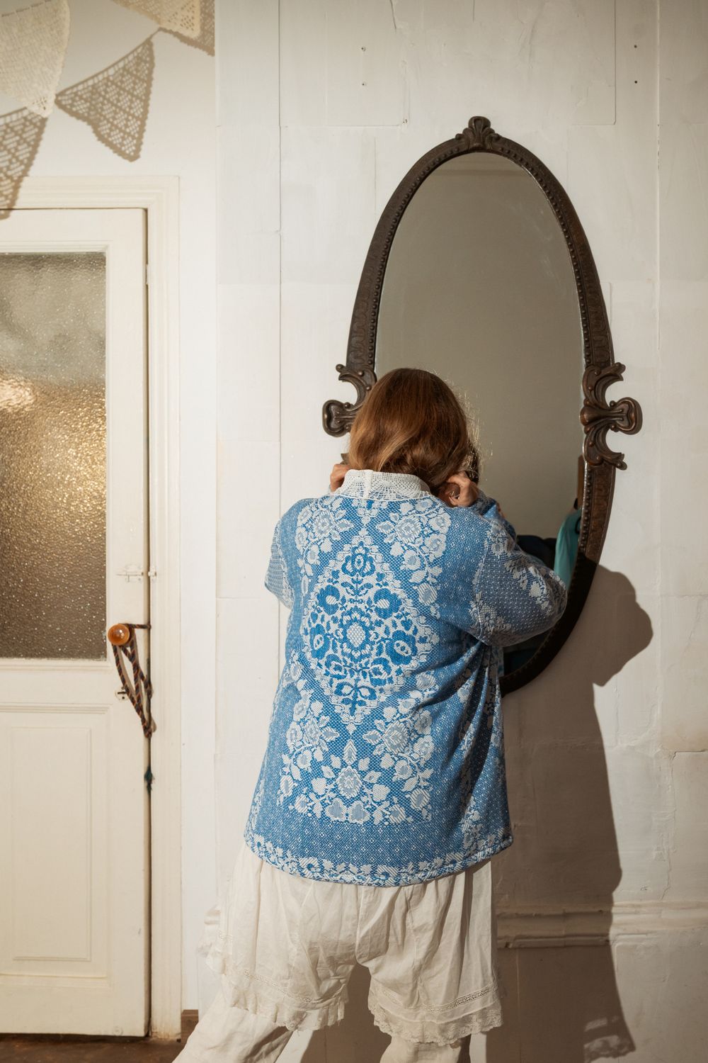 Куртка Soeurs с Кружевным Воротником синяя