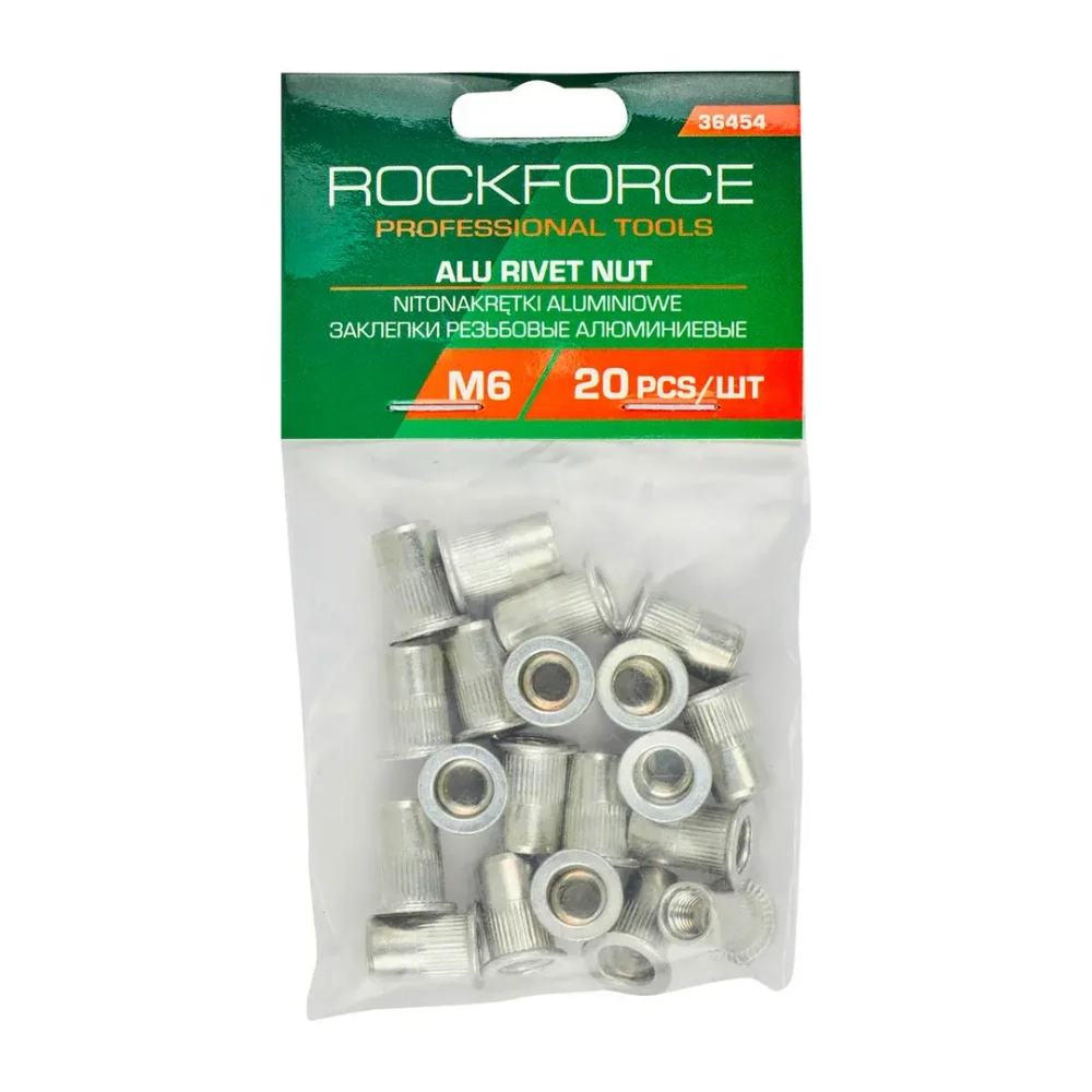 Заклепки резьбовые алюминиевые М6 (20шт./к-т) RockFORCE RF-36454