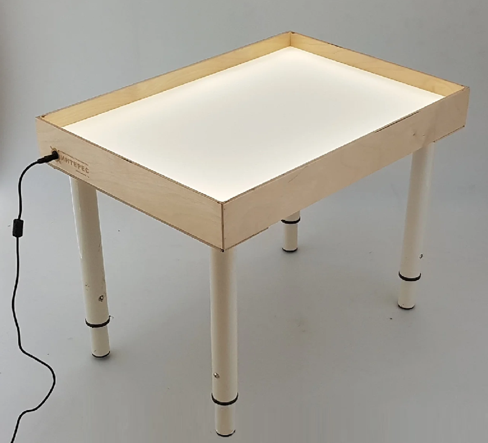 Стол для рисования песком Эконом регулируемый, с белой подсветкой, без крышки, 35х50см