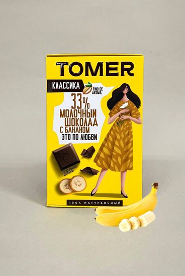 Томер Молочный шоколад с бананом, серия классик , 90 гр