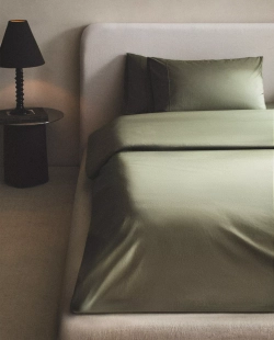 ZARA HOME (300 НИТЕЙ) ПОДОДЕЯЛЬНИК ИЗ ХЛОПКА ПЕРКАЛЬ, ЗЕЛЕНЫЙ