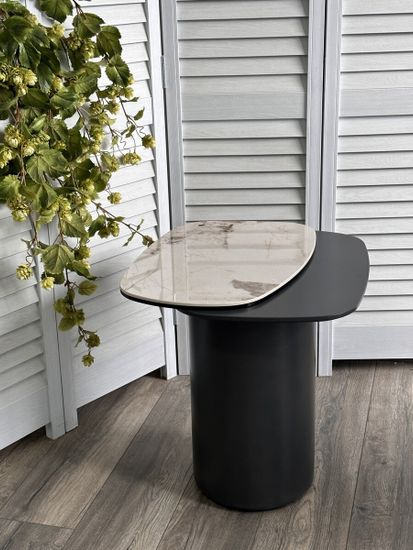 Стол кофейный ARVID PANDORA керамика на стекле/ окрашенный МДФ / темно-серый МДФ каркас