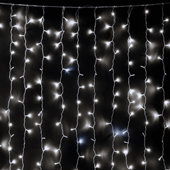 Светодиодный занавес 2*3 м., 600 белых LED ламп, мерцание, облегченный, прозрачный провод ПВХ, LTC (PCL600NOTBLW-10-2W)