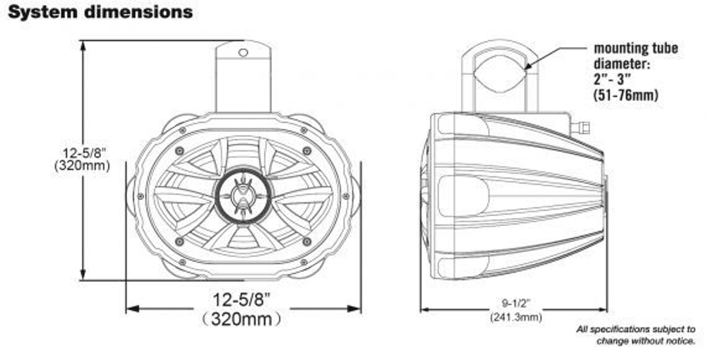 Корпусная акустика 600W 6" x 9" с RGB подсветкой, 1 колонка
