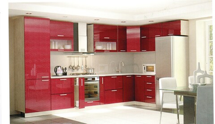 Модульный ряд. Фасад МДМ металлик брусника. Корпус ЛДСП белый. Любая комплектация. Стоимость указана без техники.