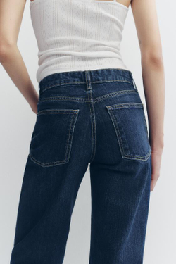ZARA ДЖИНСЫ TRF WIDE LEG СО СРЕДНЕЙ ПОСАДКОЙ, МОРСКОЙ СИНИЙ
