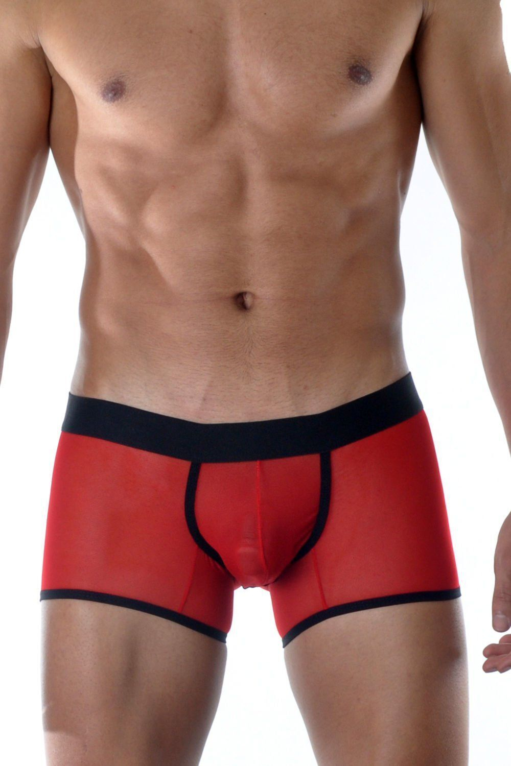 Красные мужские полупрозрачные трусы-боксеры (Размер: XL) (Цвет: красный)