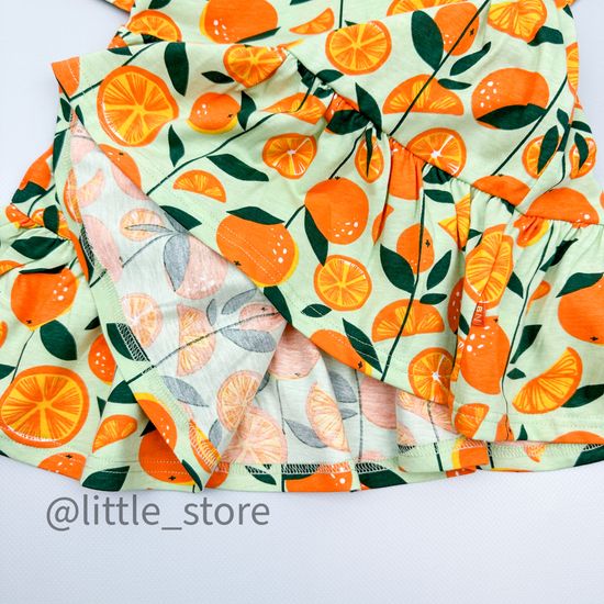 Платье хлопковое, Апельсины на светло-зеленом