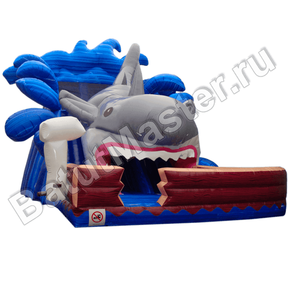Детский надувной батут-горка "Акула"