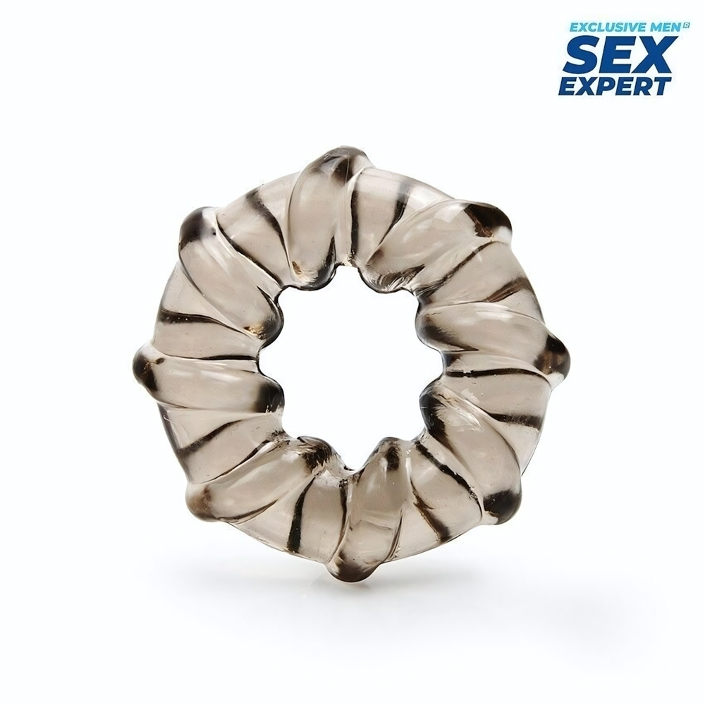 Дымчатое рельефное эрекционное кольцо (Цвет: дымчатый)