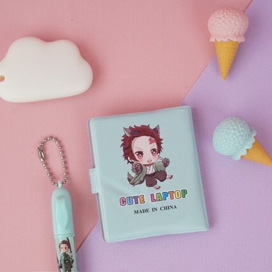 Мини-блокнот с ручкой "Demon Slayer" мятный