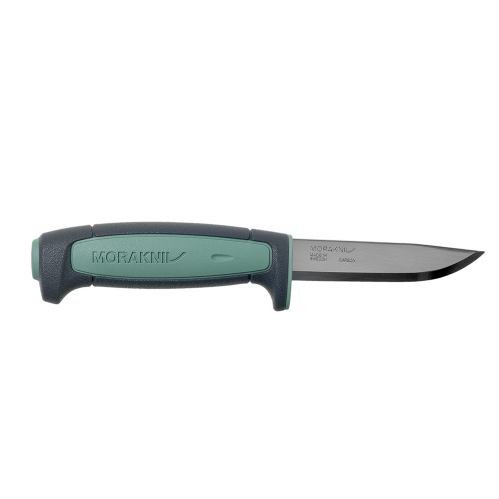 Нож Morakniv Basic 511 углеродистая сталь, пласт. ручка (серая) зел. вставка