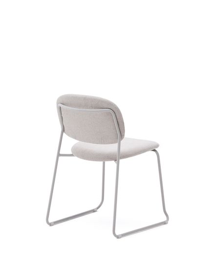 Стул Meli ткань бежевого цвета с бежевыми металлическими ножками Испания 