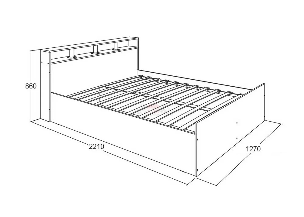 Кровать Ольга-17 реечное ладе дуб крафт серый/дуб крафт белый 1200