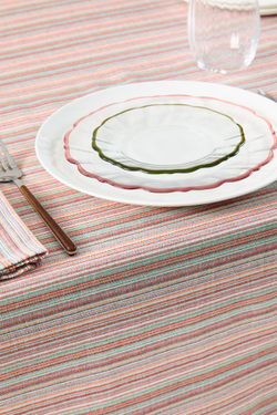 ZARA HOME ПОЛОСАТАЯ ХЛОПКОВАЯ СКАТЕРТЬ, МОРСКОЙ ЗЕЛЕНЫЙ