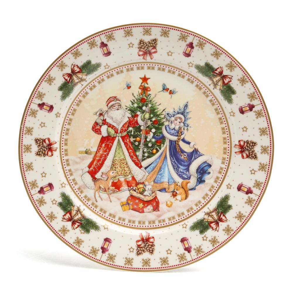 НАБОР ТАРЕЛОК ОБЕДЕННЫХ LEFARD "ДЕД МОРОЗ И СНЕГУРОЧКА" 2 ШТ. 27 СМ (КОР=9НАБ.)