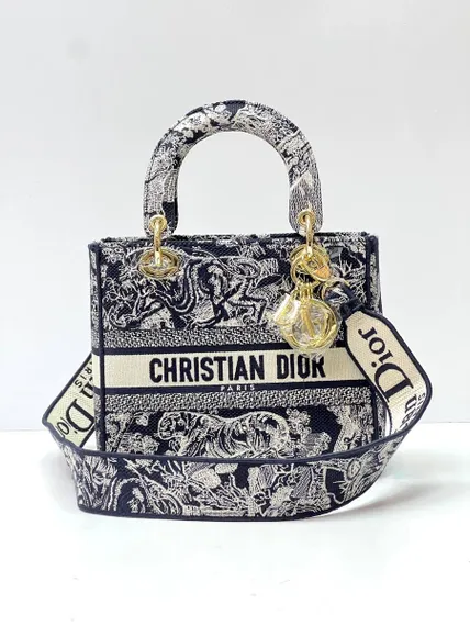 Сумка женская Dior Lady D-lite, модель среднего формата синий