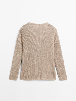 Massimo Dutti Кардиган из меланжевого трикотажа, песочный