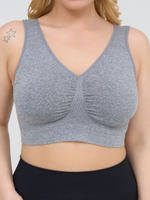 Гладкий бюстгальтер-топ с широкими бретелями (Размер: XL) (Цвет: белый)