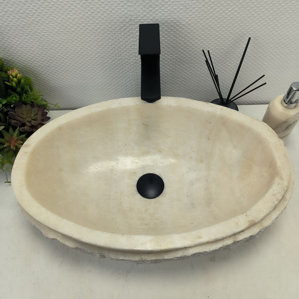 Раковина из оникса Oval White Marmo Wave OO-62533 58*38*15