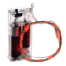 GAEM Электрогирлянда (20 красных LED, 1 реж свеч, серебр шнур, 1 W), L2м, 2хAA н/п