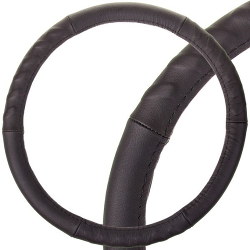 Оплетка руля M 37-38 см натур. кожа черная Real-3 (SKYWAY)