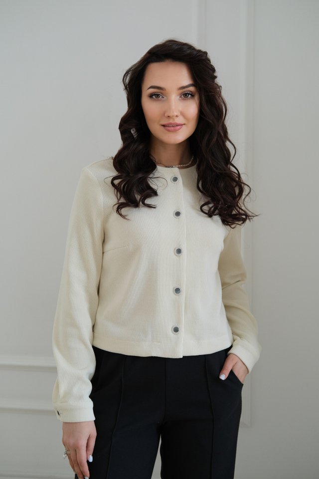 Кардиган сливочный из трикотажного вельвета