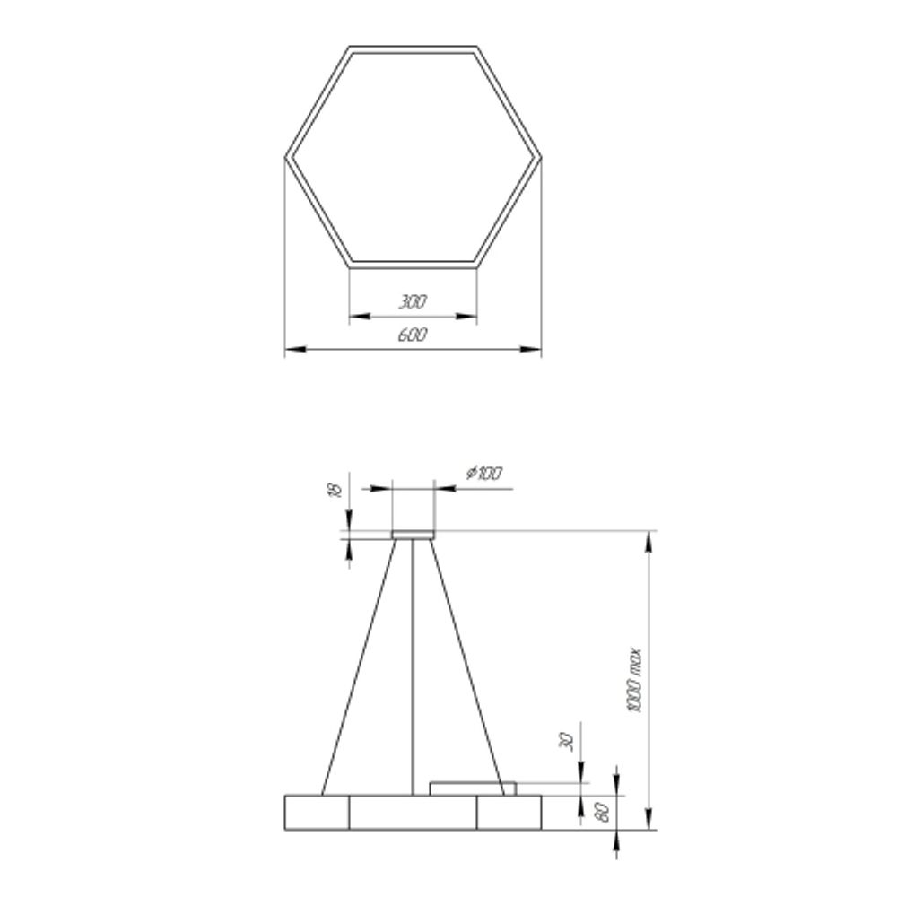 Светильник LED ЭРА Geometria SPO-121-B-40K-038 Hexagon 38Вт 4000К 4000Лм IP40 600*600*80 черный подвесной