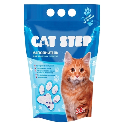 Наполнитель Cat Step 3.8л Arctic Blue впитывающий силикагелевый