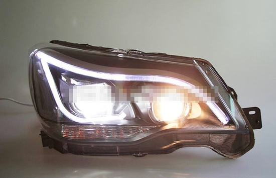 Передние фары Субару Форестер 2013-2016 V4 type [Комплект Л+П; яркие ходовые огни; электрокорректор; биксеноновая линза]