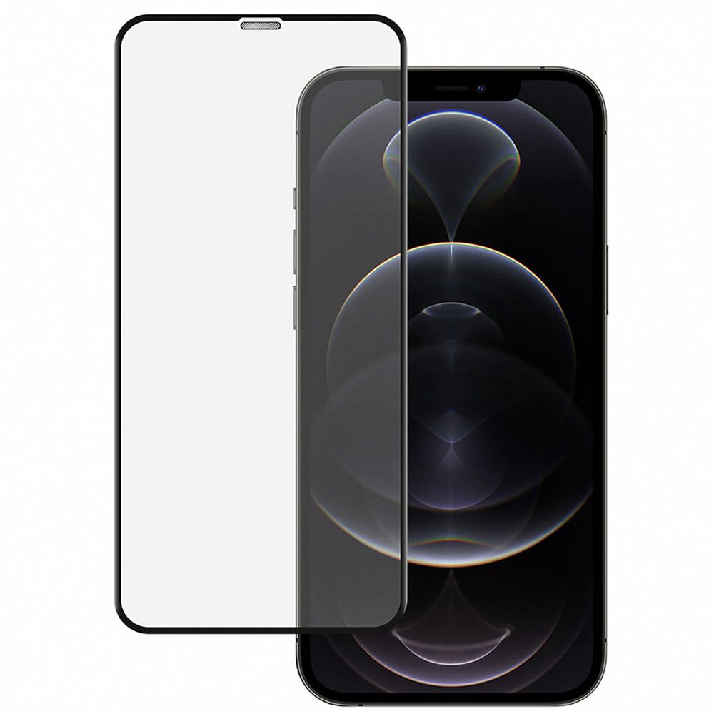 Закаленное стекло с цветной рамкой (fullscreen+fullglue) для iPhone 12 Pro Max DF iColor-26 (black)
