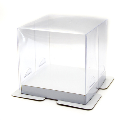 Упаковка для тортов, куличей и пряничных домиков ПРЕМИУМ с пьедесталом 15*15*14 см БЕЛАЯ