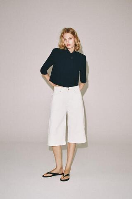 ZARA УКОРОЧЕННЫЙ БЛЕЙЗЕР С КОРОТКИМИ РУКАВАМИ — ZW COLLECTION, МОРСКОЙ СИНИЙ