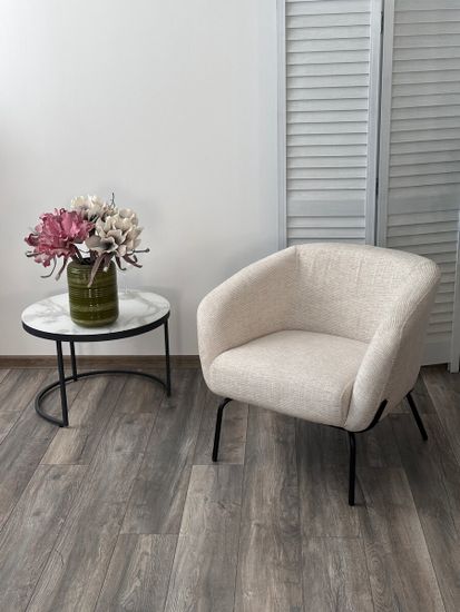 Кресло HARPER Modica-040 бежево-белый, ткань / черный каркас