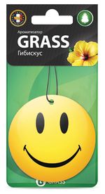 Ароматизатор автомобильный картонный Grass Смайл, гибискус, 54146