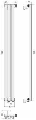Сунержа Эстет-0 EU50 правый 1200х135 3 секции