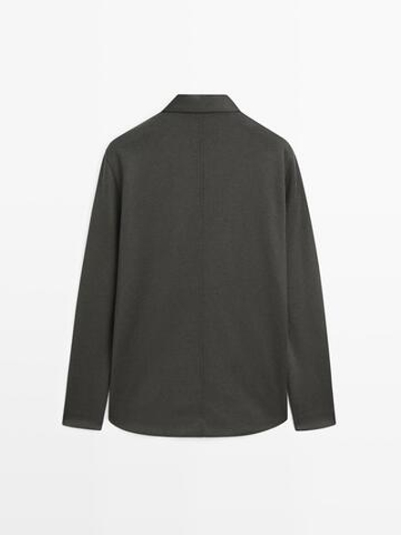 Massimo Dutti Куртка-рубашка с карманами на пуговицах, хаки