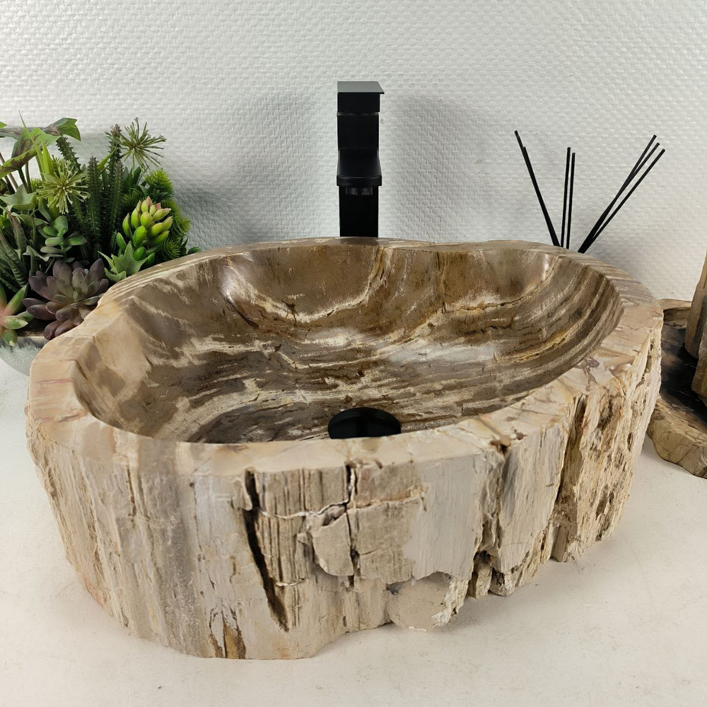 Раковина из окаменелого дерева OD-64674 48*42*15 0175