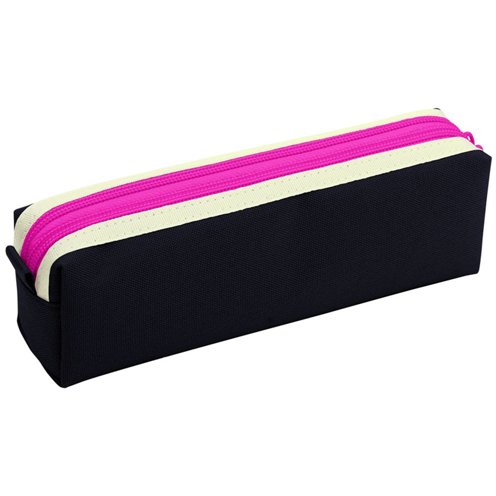 Пенал мягкий 2 отделения, 210*60*50 Berlingo "Black star", полиэстер, цветные молнии