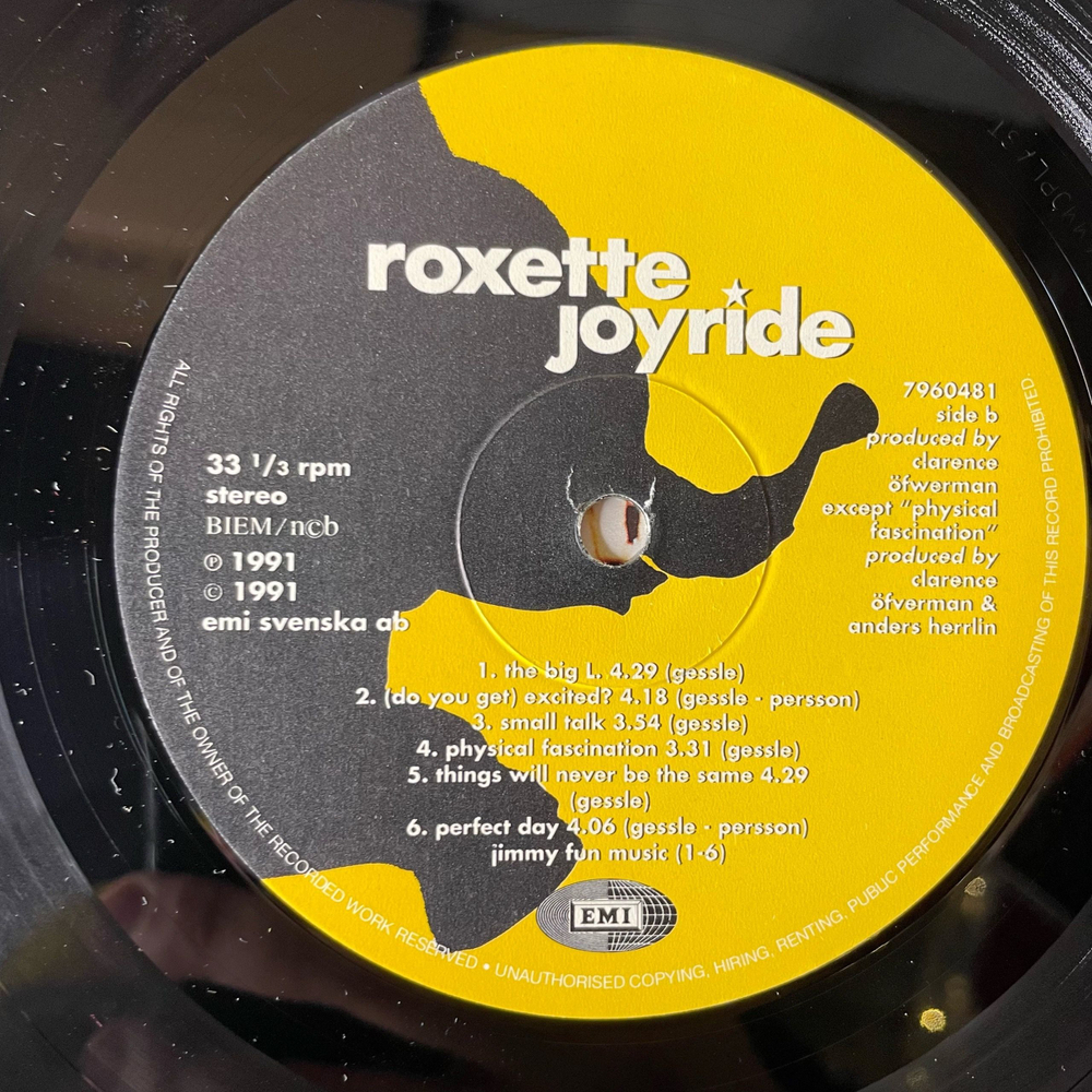 Винтажная виниловая пластинка LP Roxette Joyride (Швеция 1991)