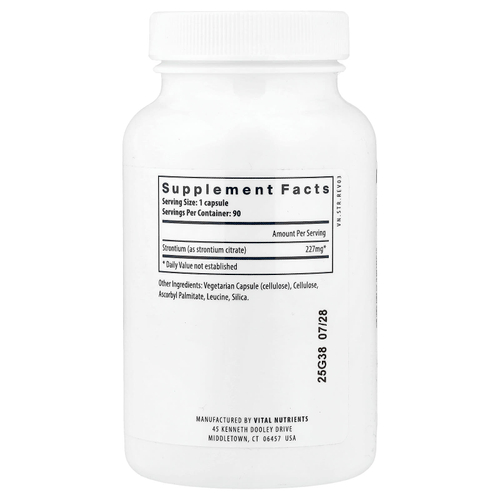 Vital Nutrients, Цитрат стронция, 90 веганских капсул (227 мг на капсулу)