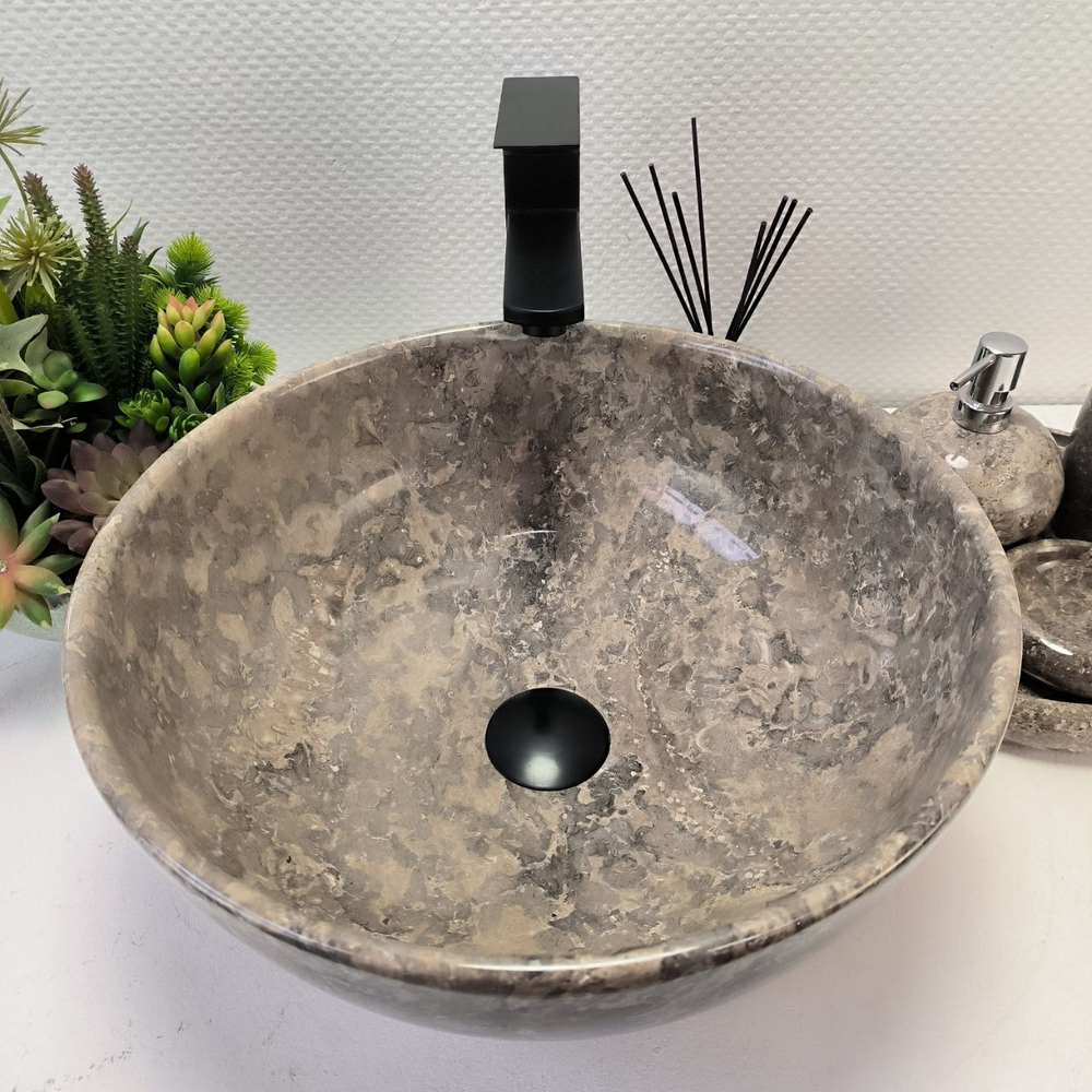 Раковина из мрамора Bowl Grey Tin Lip BM-62988 40*40*17 53